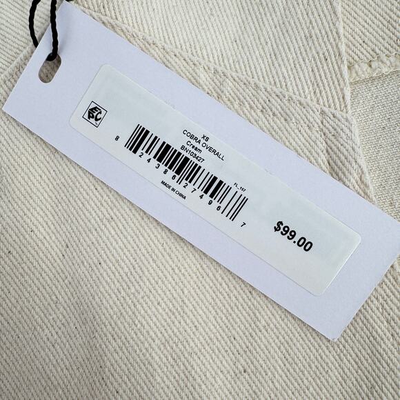 Steve Madden Cobra Adjustable High Rise Jeans Overall Jumpsuit Cream Size XS - Picture 7 of 8